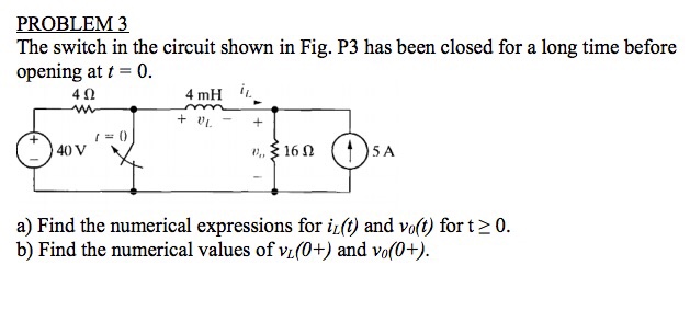 Solved PROBLEM 1 The switch in the circuit shown in Fig. P1 | Chegg.com