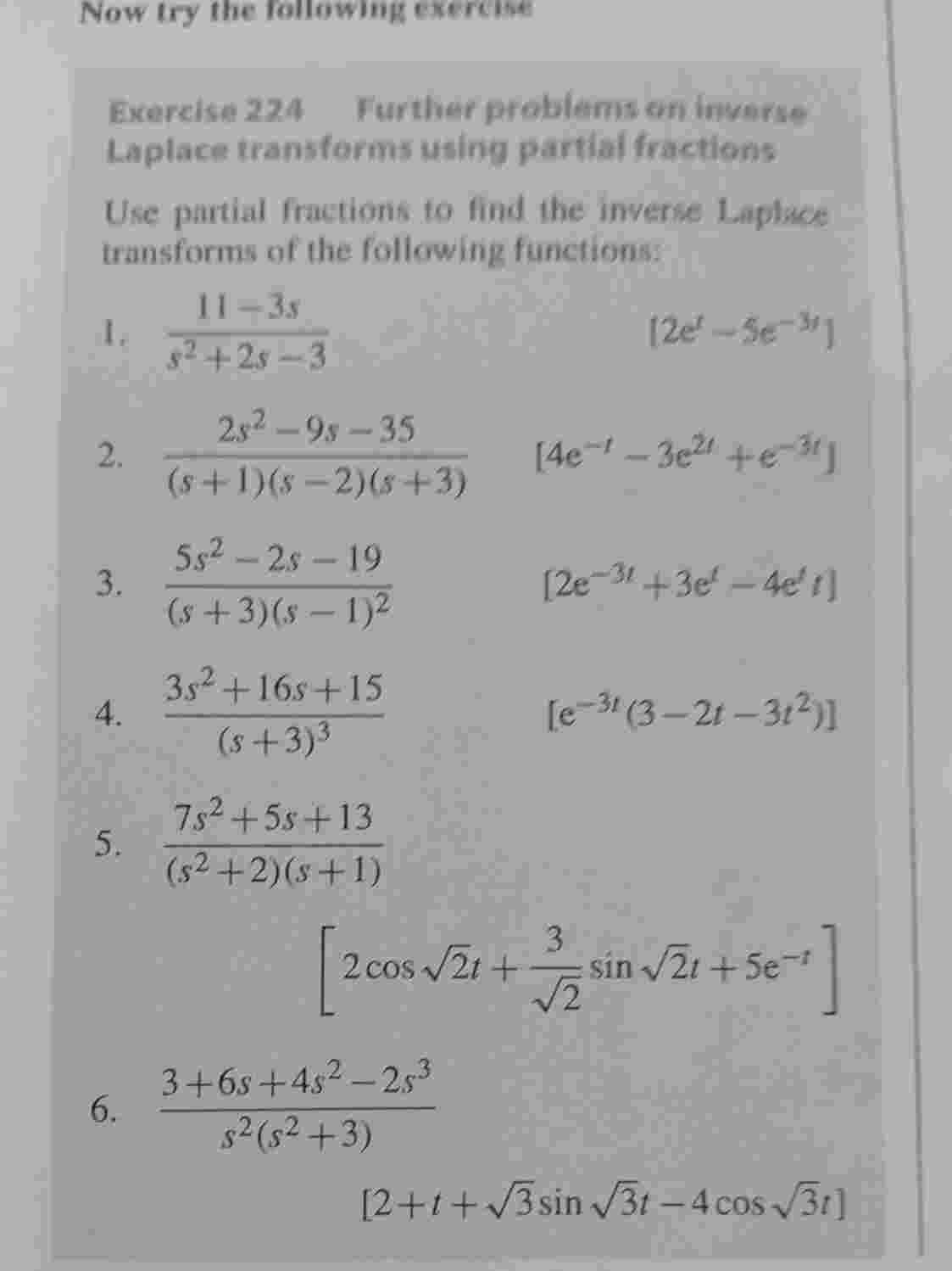 Solved Exercise 224 ﻿Further problems on ﻿inverseLaplace | Chegg.com