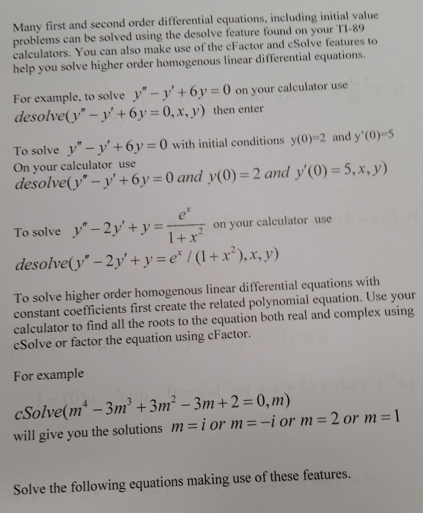 Solved Many first and second order differential equations, | Chegg.com