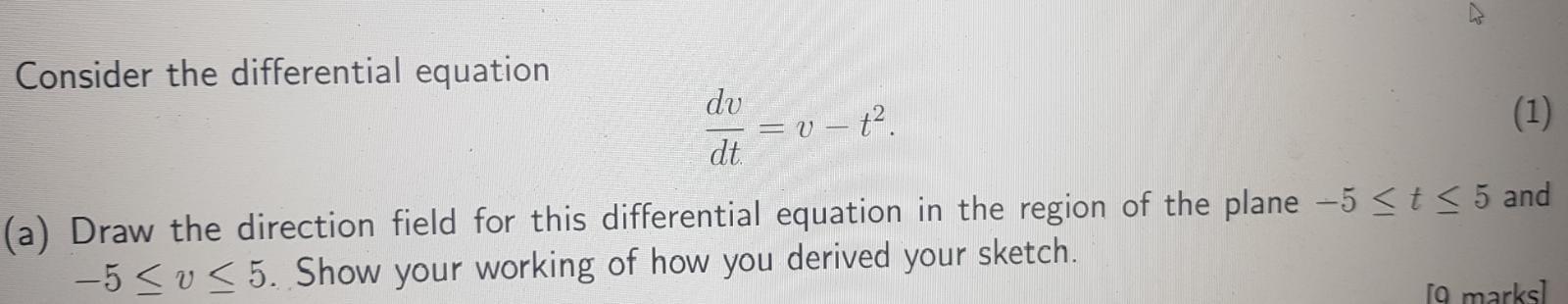 Solved Consider the differential equation dv/dt = v − t^2 . | Chegg.com