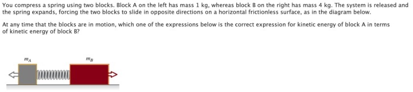 Block Compressing Spring Solved You compress a spring using two blocks. Block A on | Chegg.com