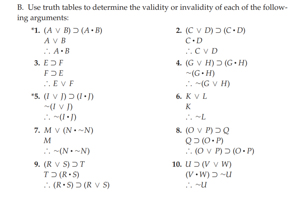 Solved B Use Truth Tables To Determine The Validity Or I Chegg Com