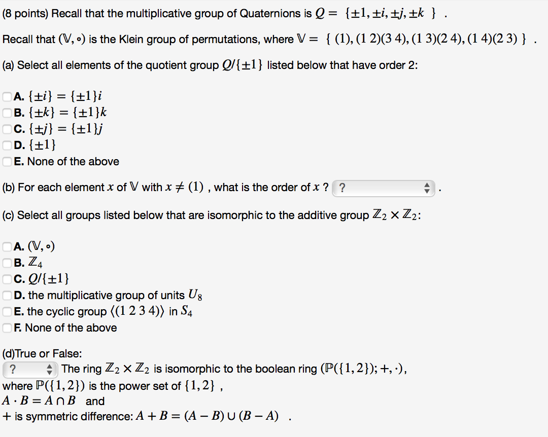 Solved 8 Points Recall That The Multiplicative Group Of Chegg Com