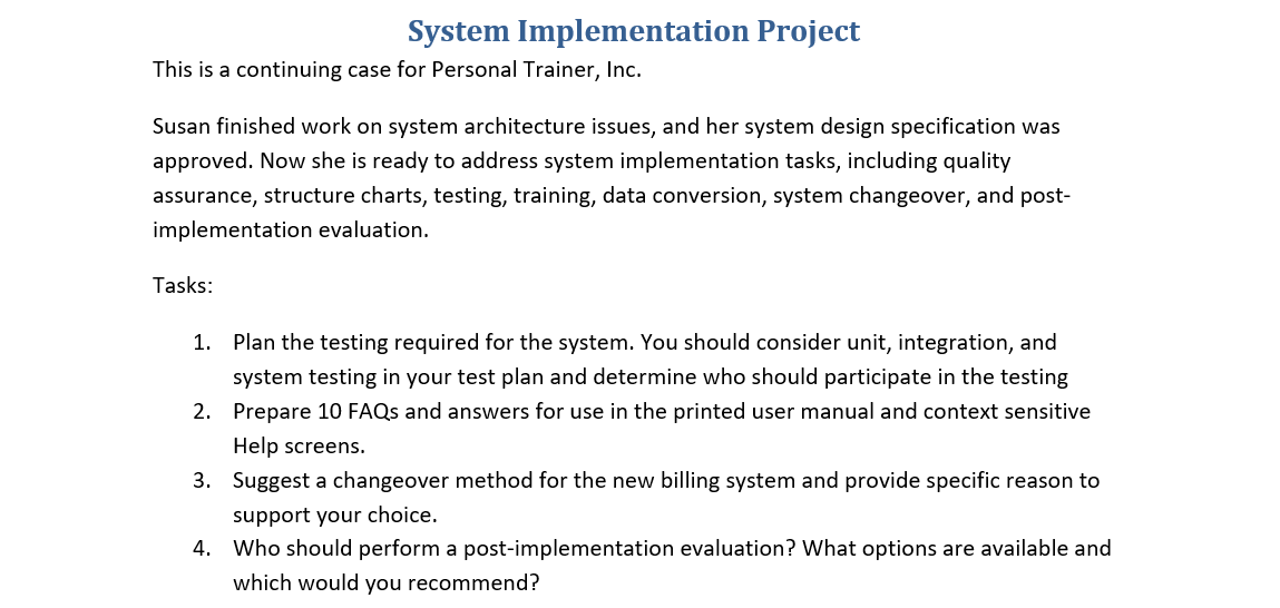Solved System Implementation Project This is a continuing | Chegg.com