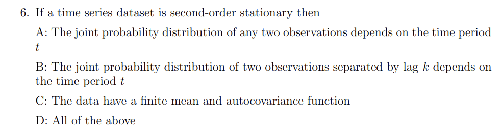 Solved 6. If a time series dataset is second-order | Chegg.com