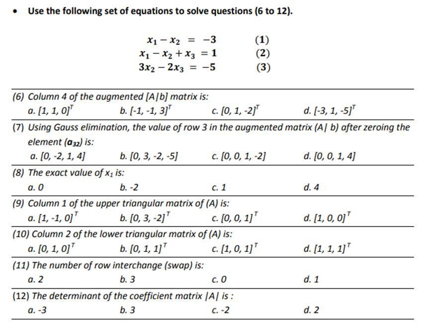 Solved - Use the following set of equations to solve | Chegg.com