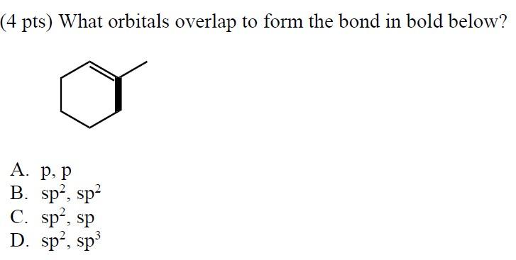 Solved (4 pts) What orbitals overlap to form the bond in | Chegg.com