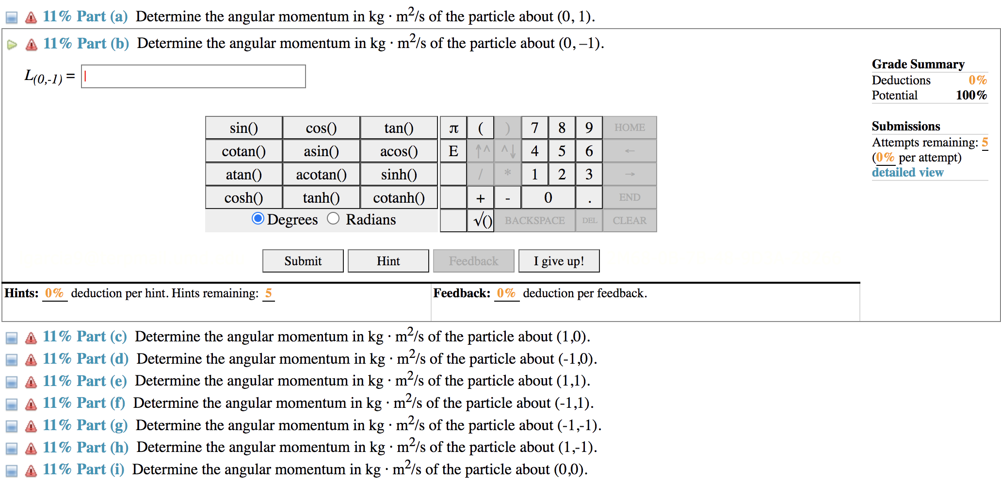 Solved = (20%) Problem 3: A Particle Of Mass M = 1.5 Kg Has 