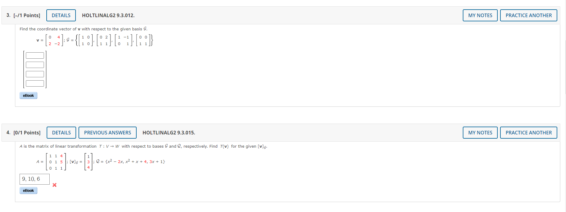Solved Find the coordinate vector of v with respect to the | Chegg.com