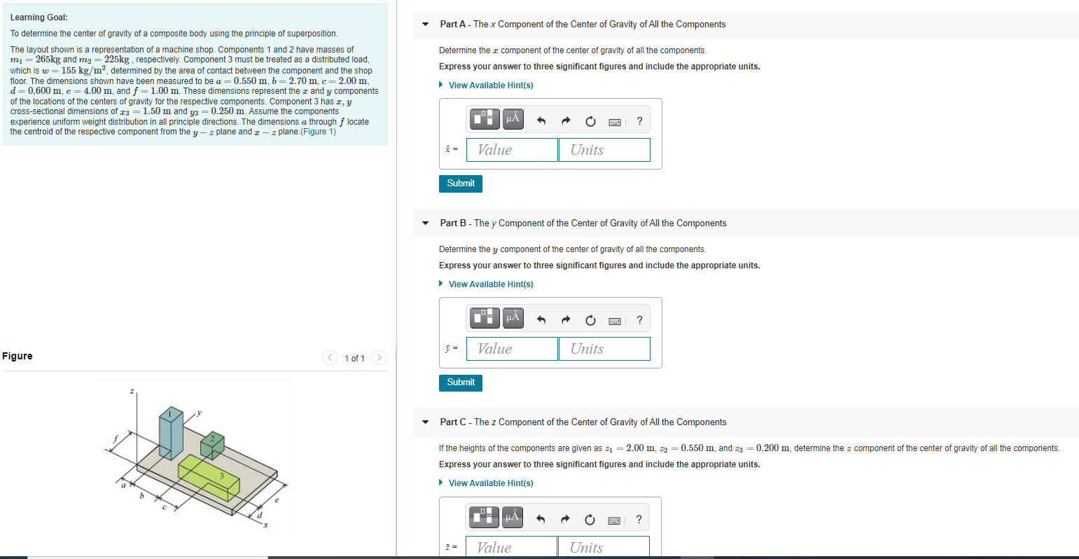 Solved Part A - The x Component of the Center of Gravity of | Chegg.com