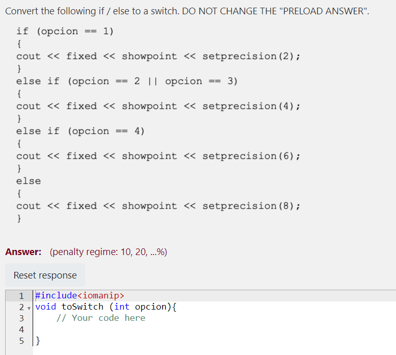 Solved Convert the following if / else to a switch. DO NOT | Chegg.com