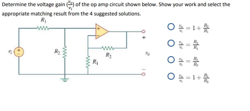 Solved Determine the voltage gain () of the op amp circuit | Chegg.com