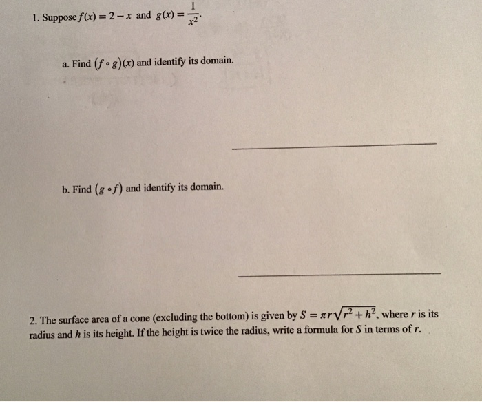 Solved 1 Suppose F X 2 X And G X 2 A Find F G Cx