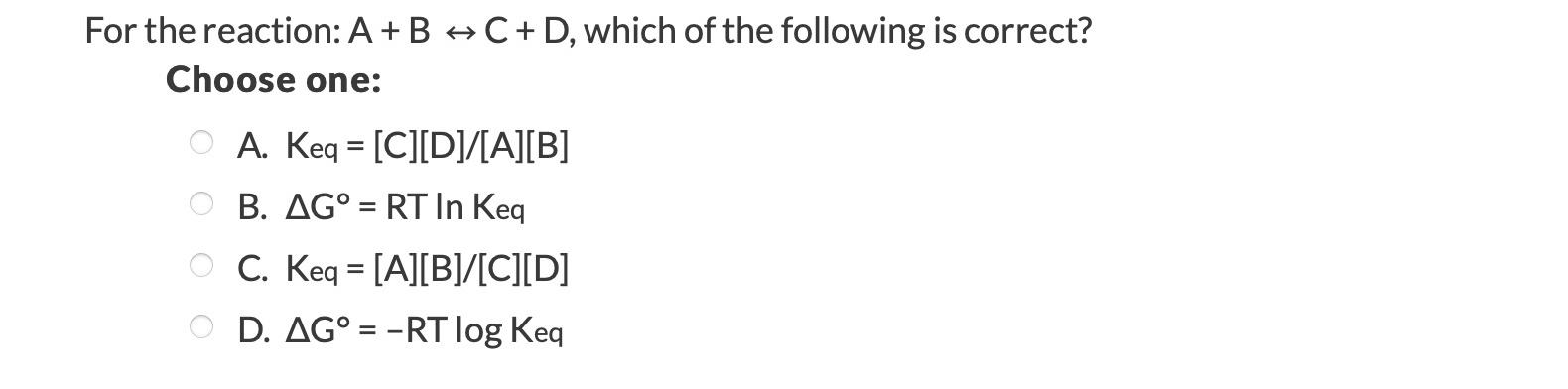 For the reaction: A+B + C + D, which of the following | Chegg.com