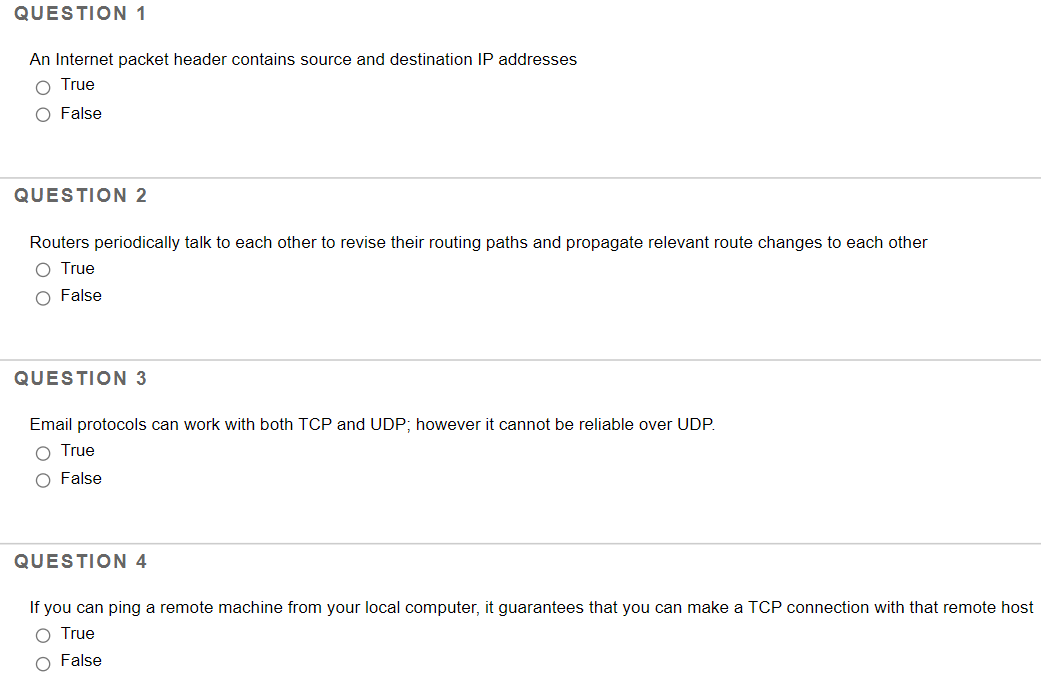 Solved QUESTION 1 An Internet packet header contains source | Chegg.com
