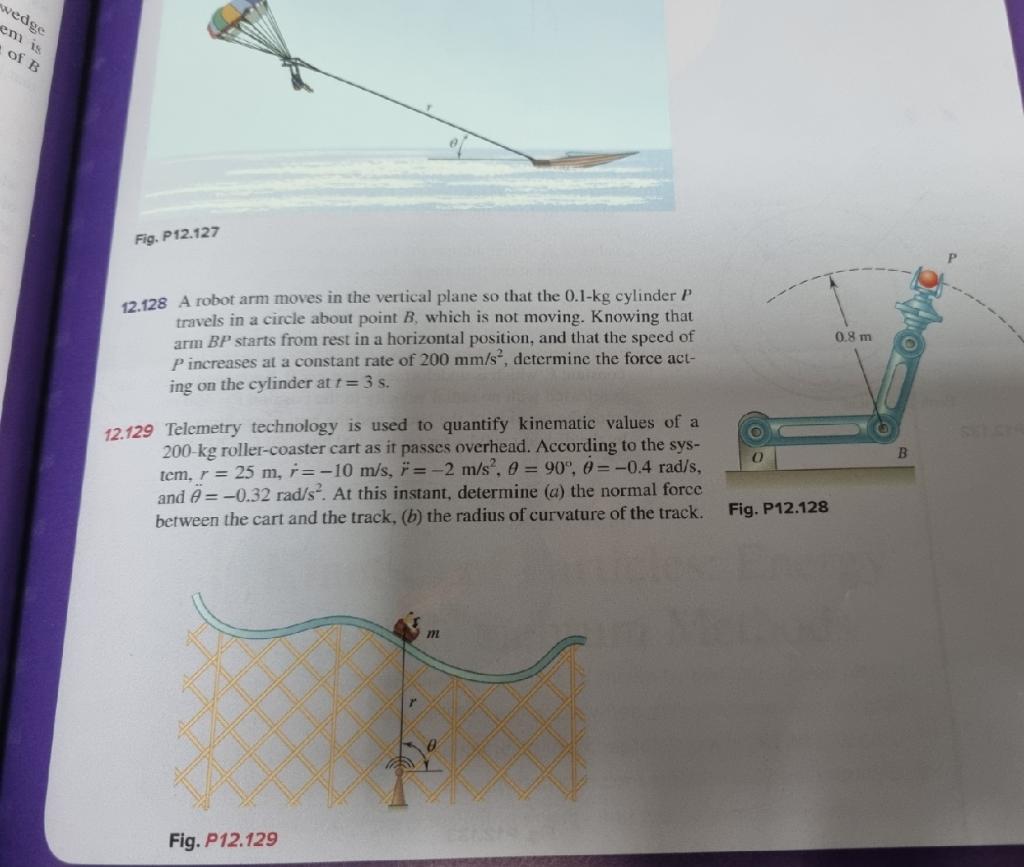 Solved wedge en is Of B Fig. P12.127 12.128 A robot arm | Chegg.com