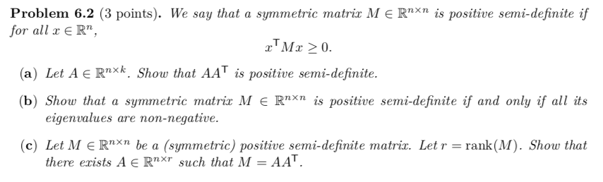 Solved Problem 6.2 (3 points). We say that a symmetric | Chegg.com