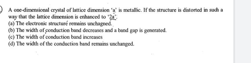 Solved A one-dimensional crystal of lattice dimension 'a' is | Chegg.com