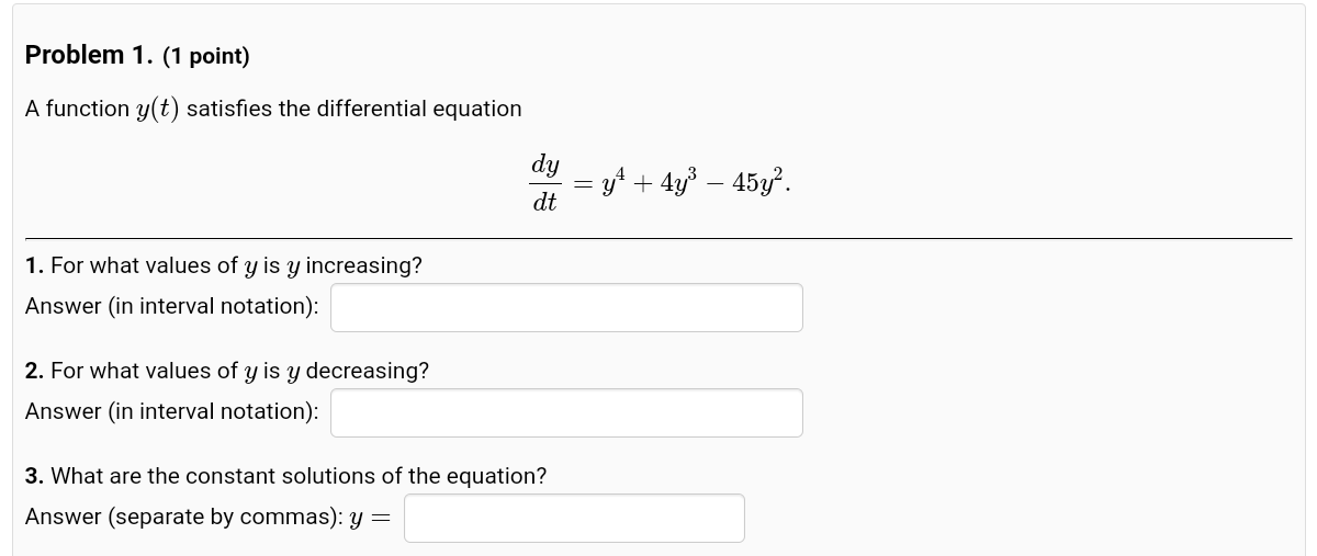 Solved A function y(t) satisfies the differential equation | Chegg.com