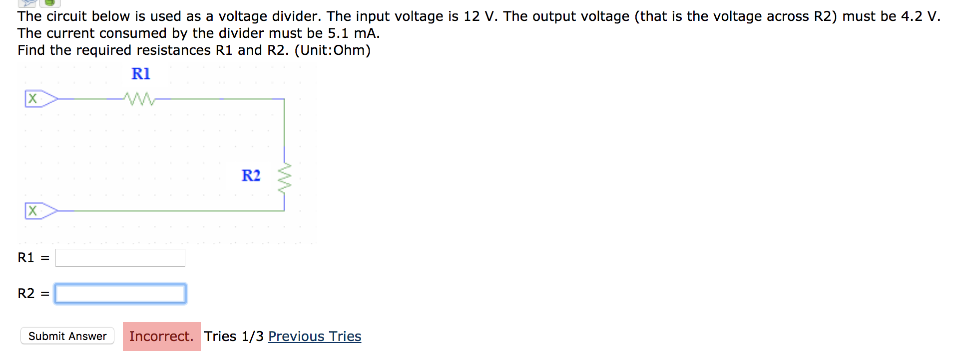 Solved The circuit below is used as a voltage divider. The | Chegg.com