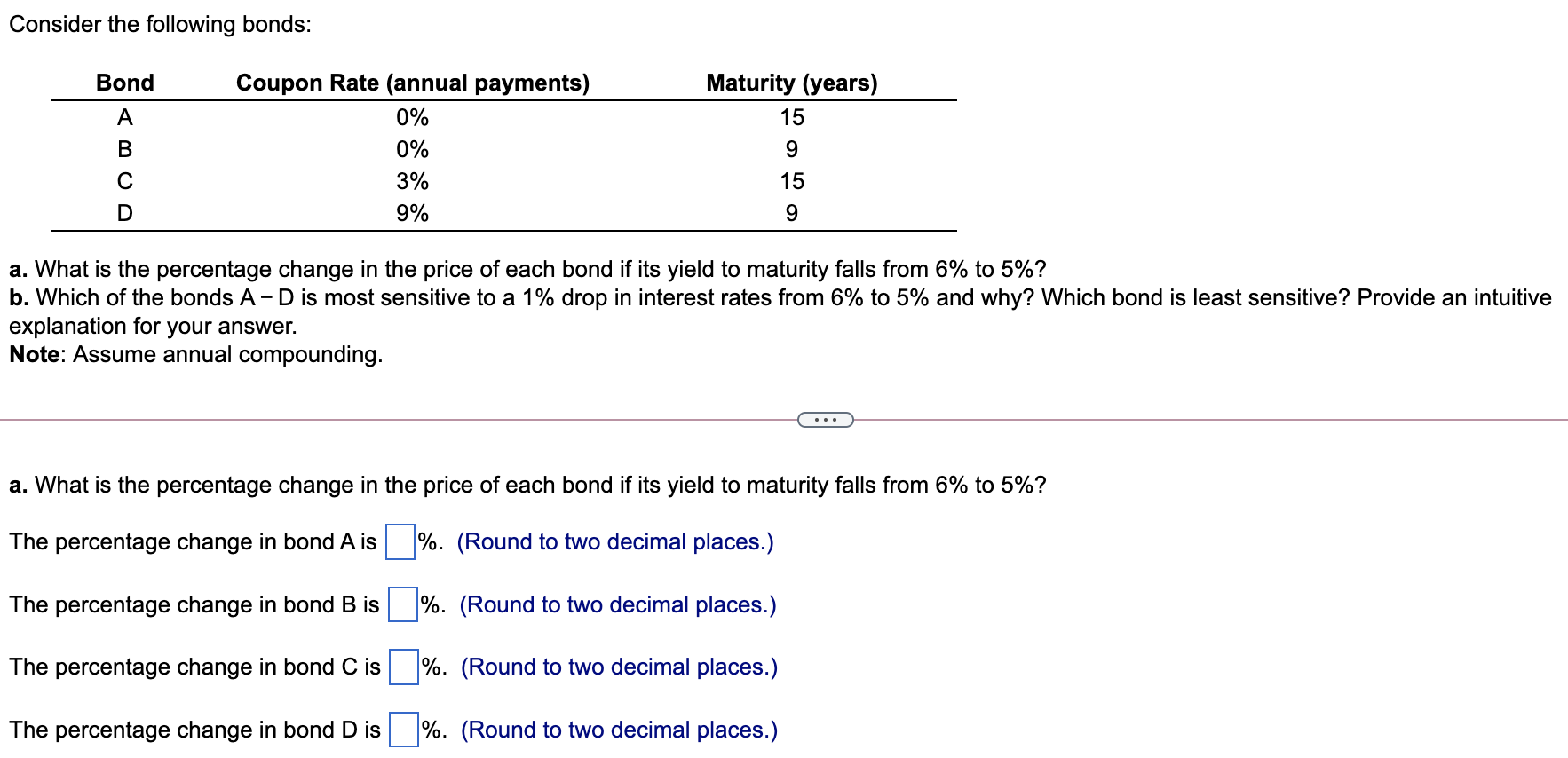 Solved Consider The Following Bonds: Bond A B с Coupon Rate | Chegg.com