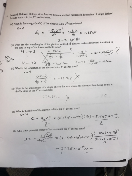 Solved Ionized Helium: Helium atom has two protons and two | Chegg.com