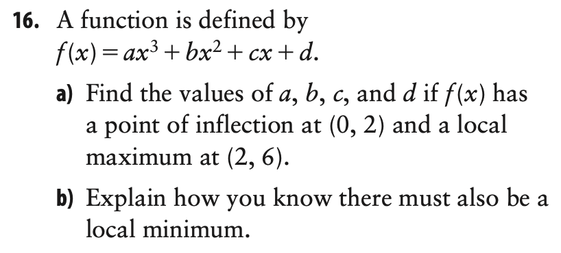 Solved 6. A function is defined by f(x)=ax3+bx2+cx+d. a) | Chegg.com
