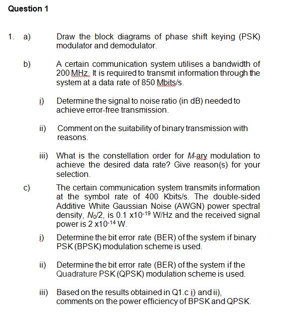 Solved Question 1 1. a) Draw the block diagrams of phase | Chegg.com