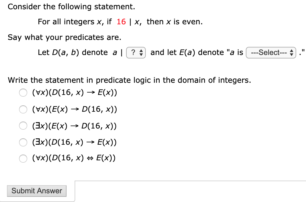 Solved Consider the following statement. For all integers x, | Chegg.com