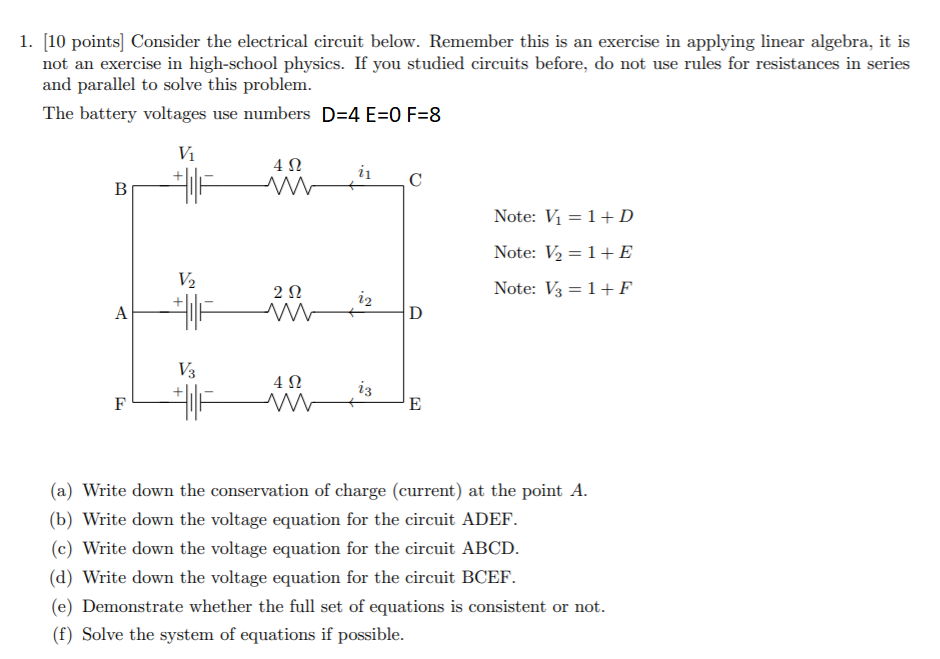 Solved 1. (10 Points) Consider The Electrical Circuit Below. | Chegg.com