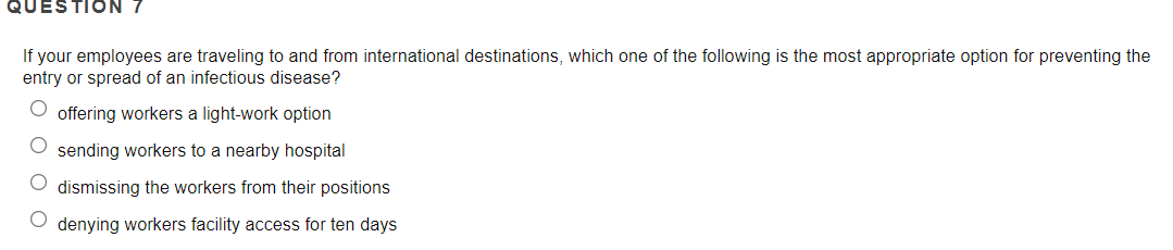 Solved QUESTION 7 If your employees are traveling to and | Chegg.com