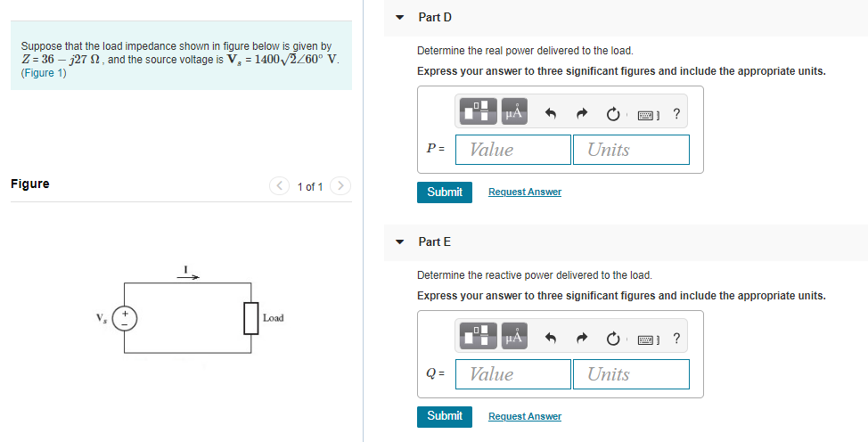 Solved Part B Suppose That The Load Impedance Shown In | Chegg.com