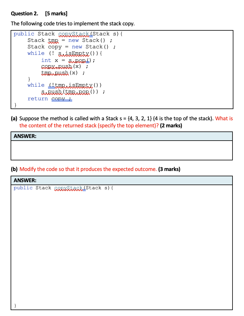 Solved Question 2. [5 Marks] The Following Code Tries To | Chegg.com