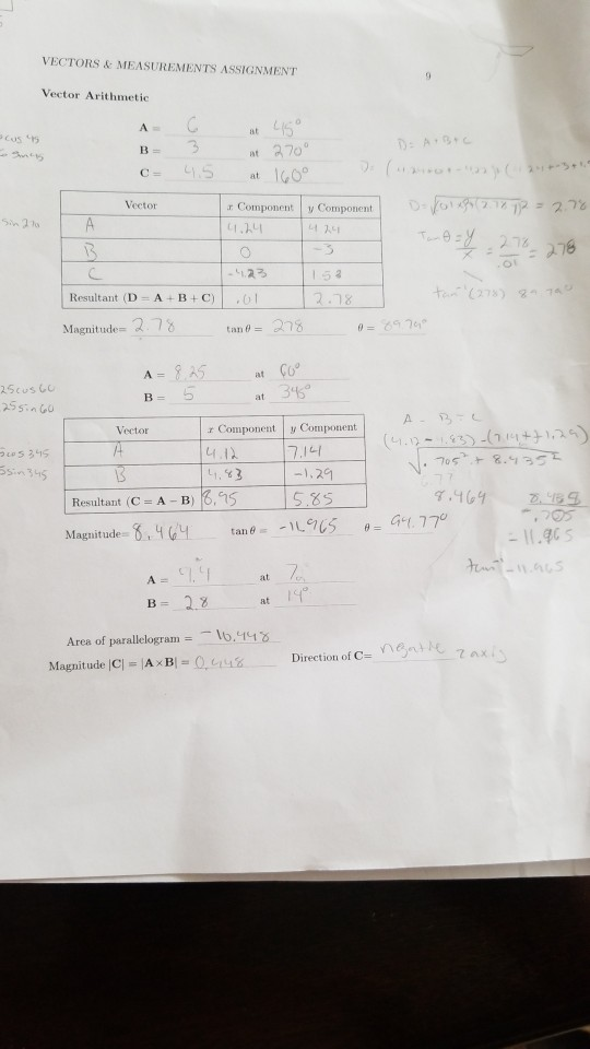 Solved VECTORS& MEASUREMENTS ASSIGNMENT Vector Arithmetic | Chegg.com