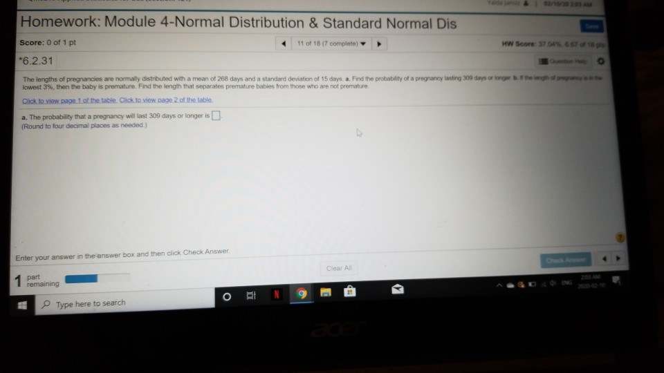 homework 9.4 normal calculations