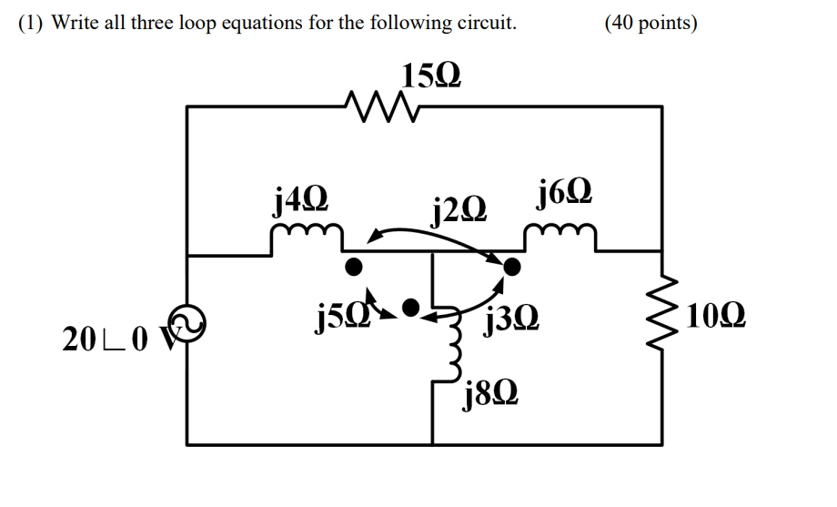 Solved (1) Write all three loop equations for the following | Chegg.com