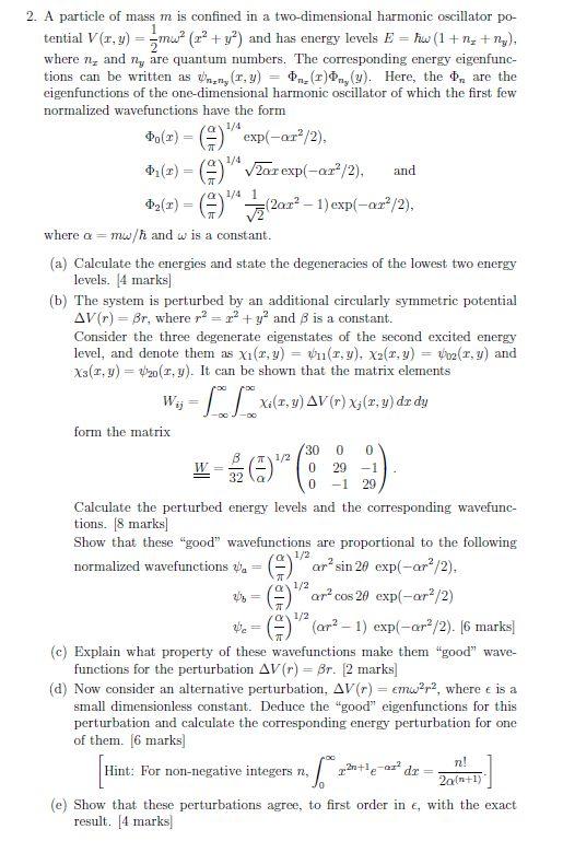 a 1/4 1/4 1,(1) - and 2. A particle of mass m is | Chegg.com