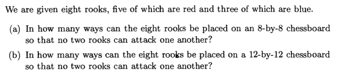 Solved We are given eight rooks, five of which are red and | Chegg.com