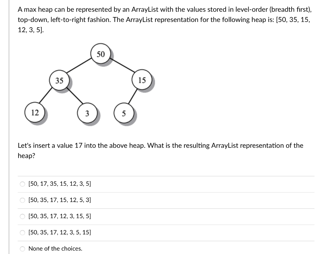 Solved A Max Heap Can Be Represented By An Arraylist With 