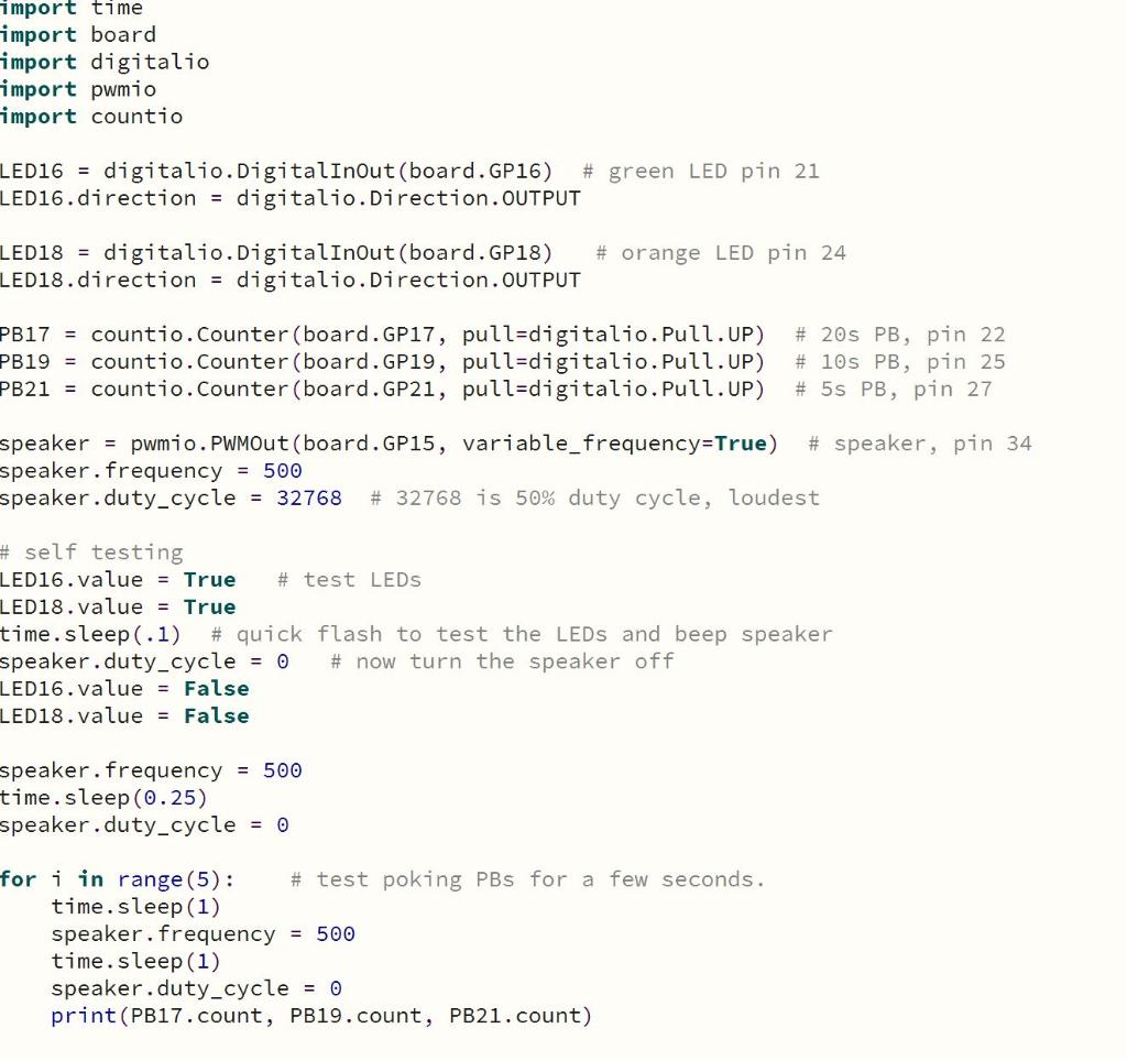 Solved I'm working on python code with a raspberry pi pico | Chegg.com