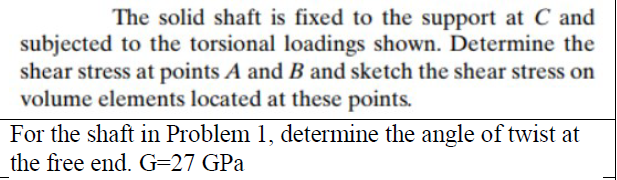 Solved The solid shaft is fixed to the support at C and | Chegg.com