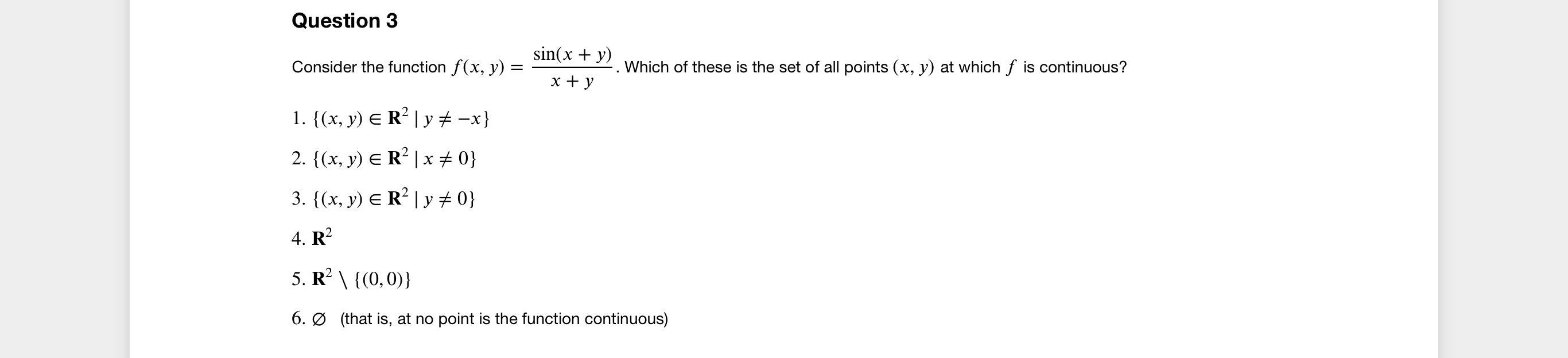 Solved Question 3 Consider the function f(x, y) = sin(x + y) | Chegg.com