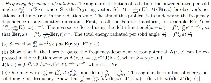 1 Frequency dependence of radiation The angular | Chegg.com
