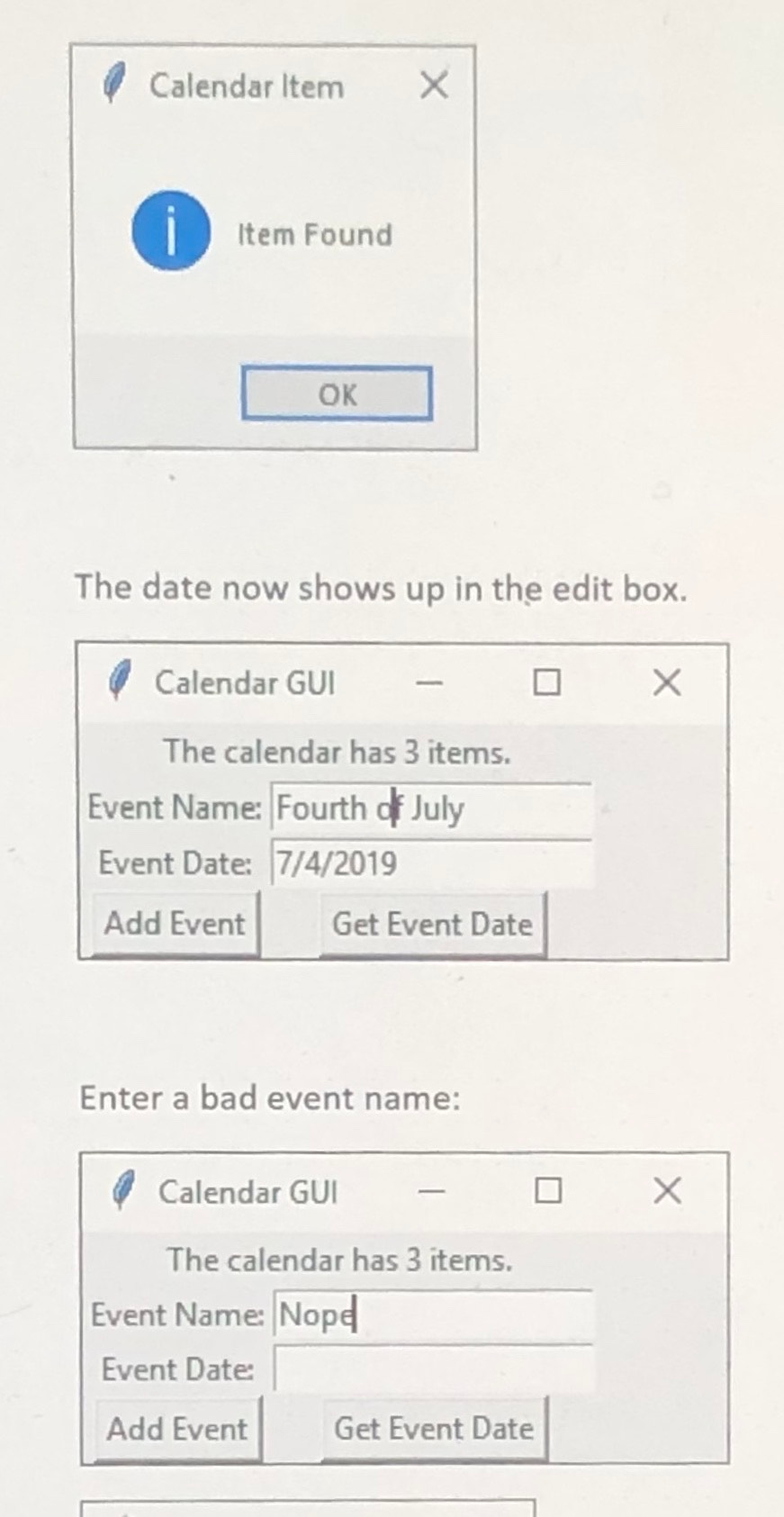 solve with python Create a GUI named CalendarGUI. It | Chegg.com