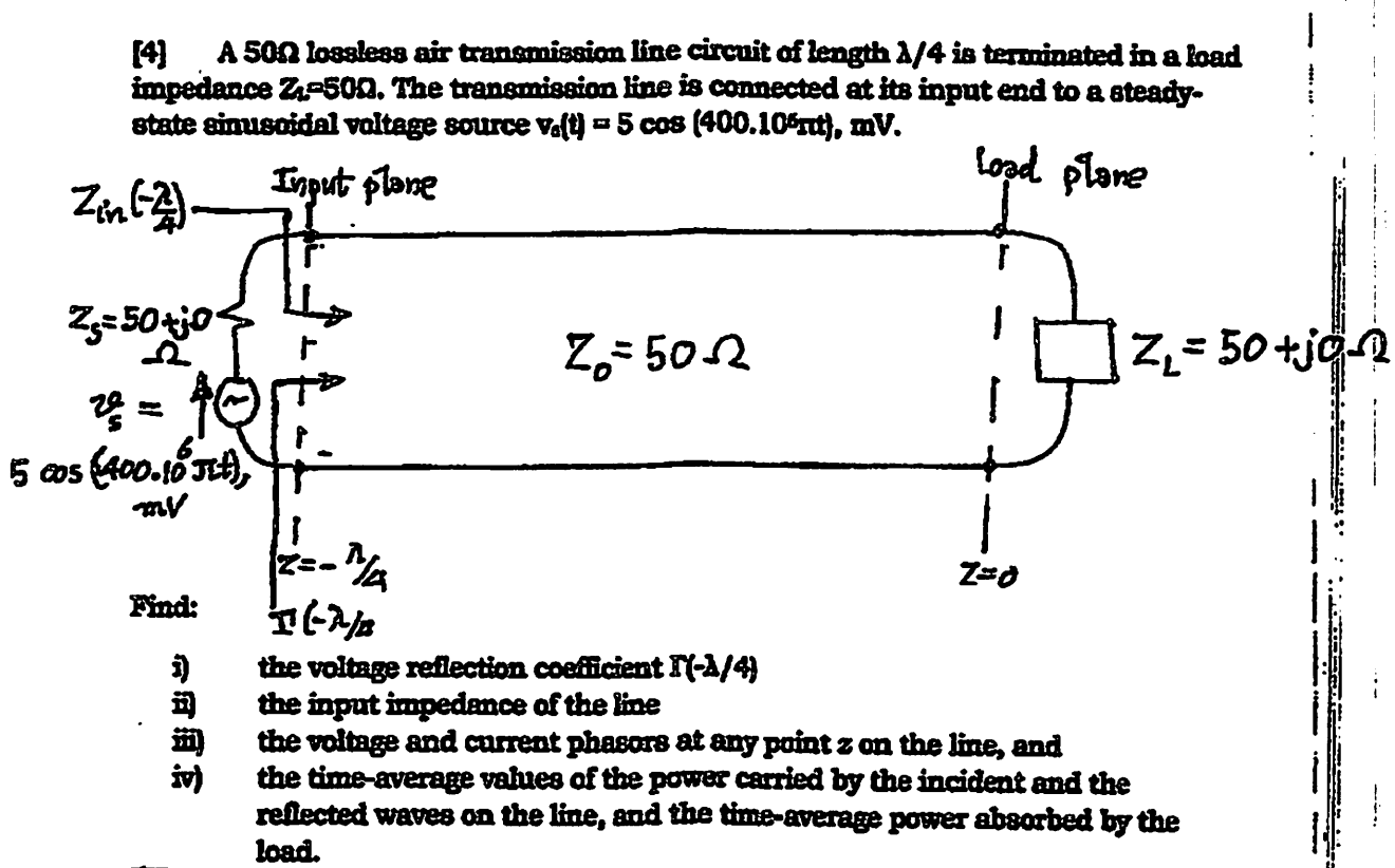 Solved [4] A 50Ω lossless air transmission line circuit of | Chegg.com