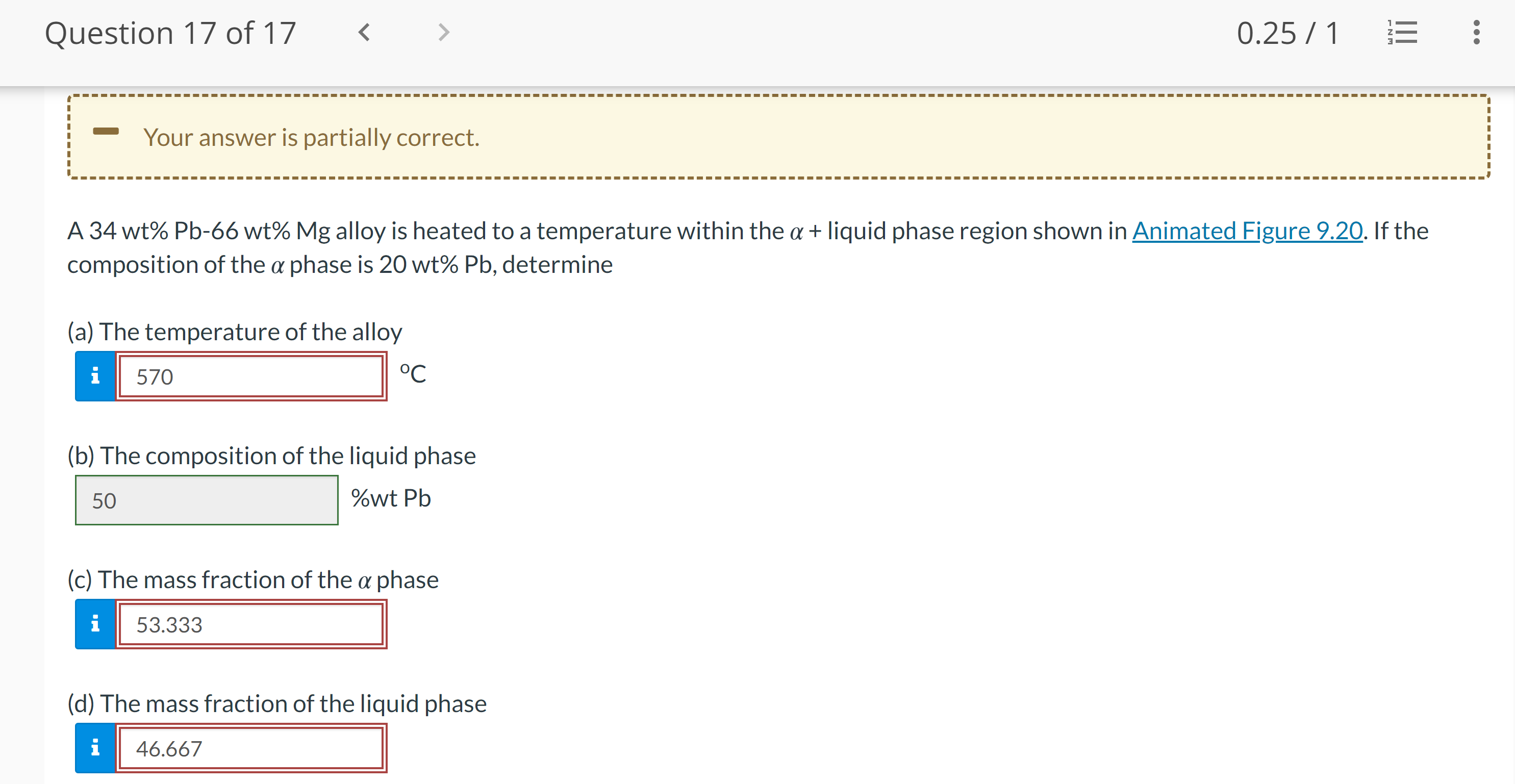A 34wt Pb−66wtMg alloy is heated to a temperature