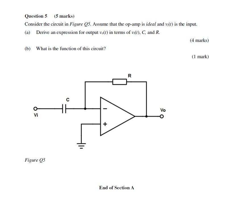 Solved Question 5 (5 marks) Consider the circuit in Figure | Chegg.com