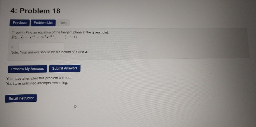 Solved 4: Problem 18 Previous Problem List Next (1 point) | Chegg.com
