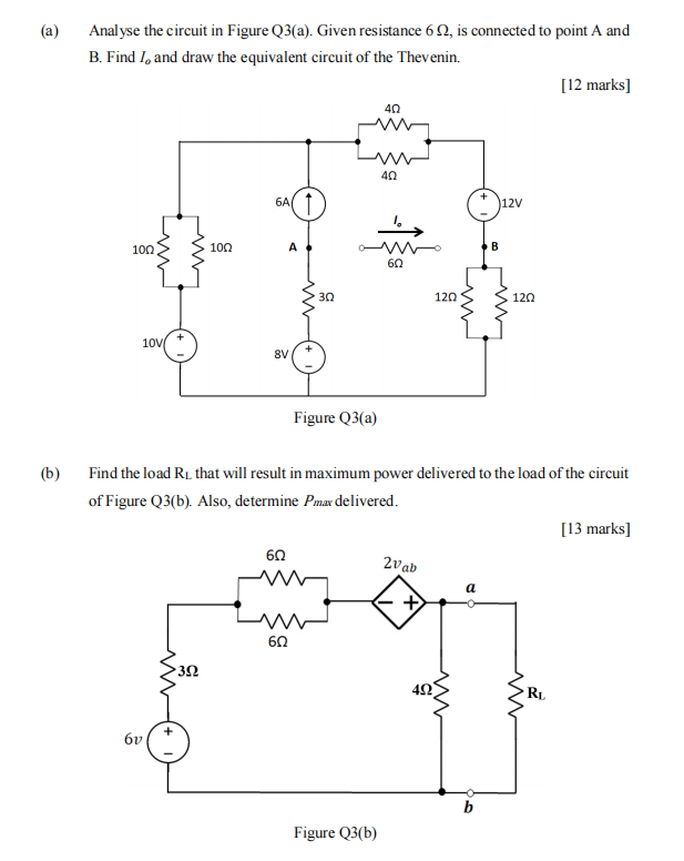 Solved (a) Analyse the circuit in Figure Q3(a). Given | Chegg.com