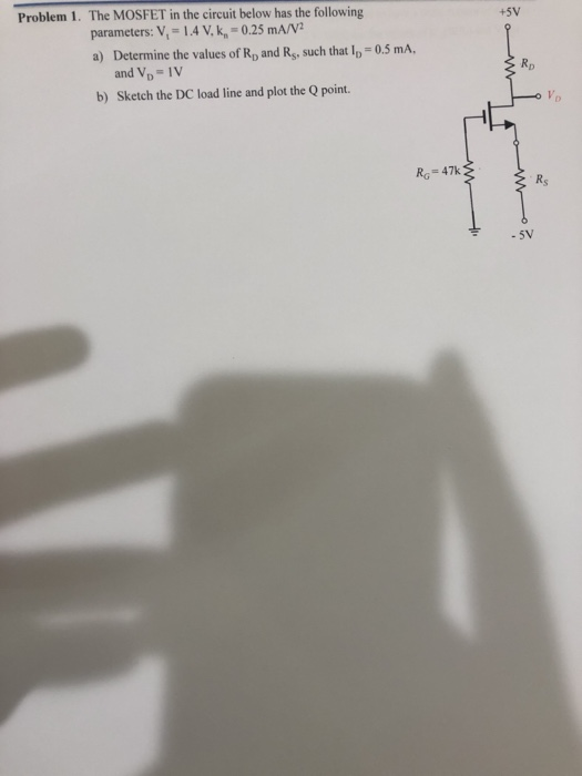 Solved Problem 1. The MOSFET in the circuit below has the | Chegg.com